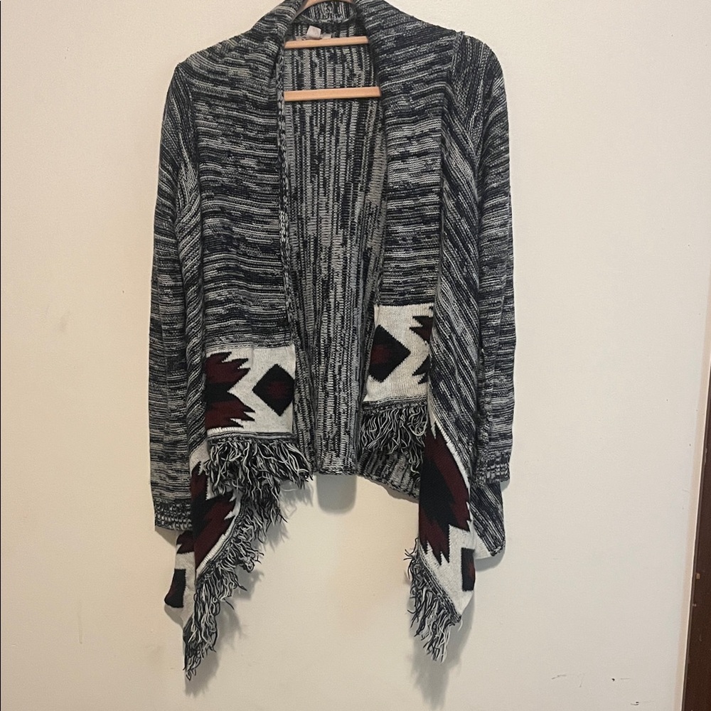 Arizona Jean Company Black and Gray Cardigan with Red Accents